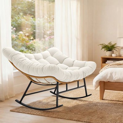 Chaise berçante d'extérieur / d'intérieur pour 2 personnes avec coussin épais