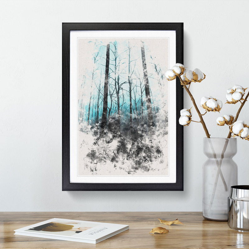 Misty Forest - Picture Frame Painting Print, 87cm H x 62cm W x 2cm D, Black Framed
