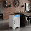 Table de chevet à DEL 16 po en chêne blanc et rustique avec station de charge, table de chevet moderne avec lumières RVB et rangement