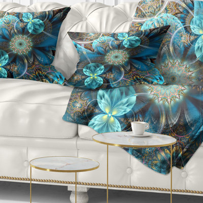 Coussin décoratif à fleurs bleues Fractal