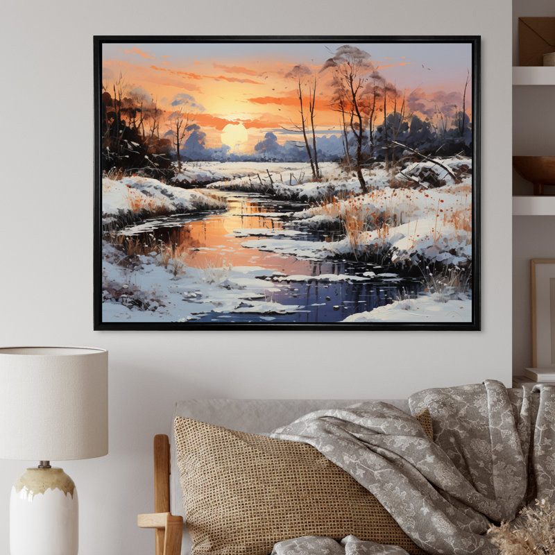 White Winter Harmony II, reproduction d'art sur toile, Cadre flottant noir, H 34 po x l 44 po x P 1,5 po