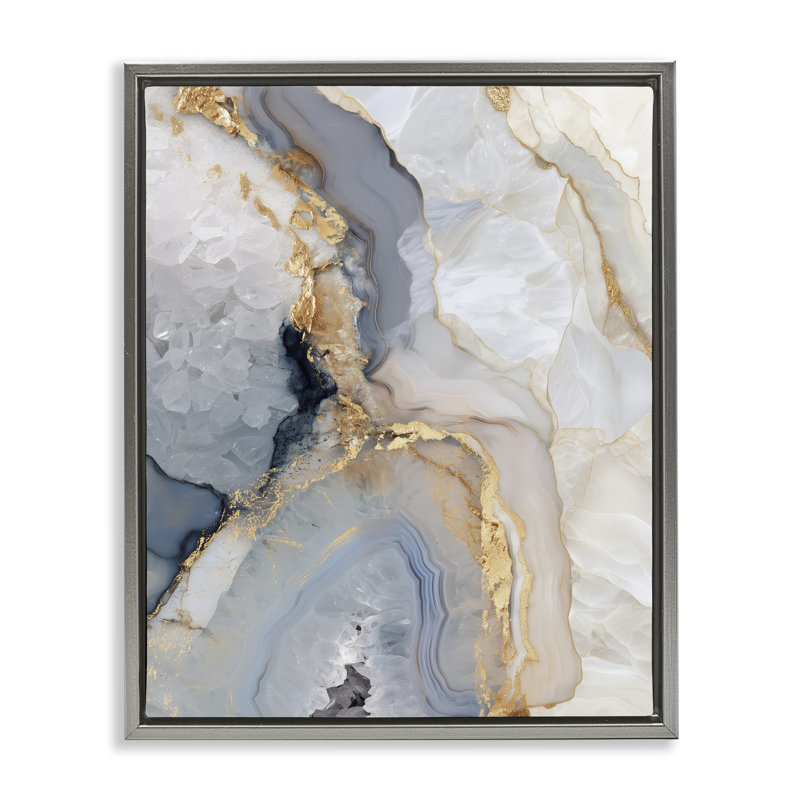 Cadre flottant Midnight Ore Crystals, conception de Svetlana Aleynikova, H 31 po x l 25 po, Cadre flottant gris lustré