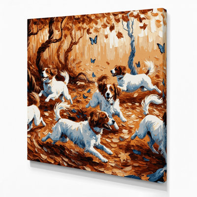 Chiens, art mural noir sur toile Kooikerhondje