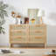 Commode double avec tiroirs en rotin