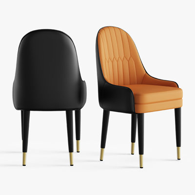 Chaise de salle à manger moderne en cuir synthétique avec pieds en métal George (ensemble de 2)