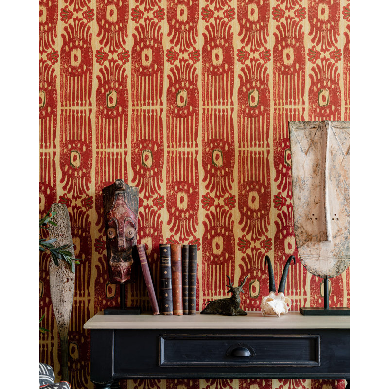 The Curators Cabinet Ikat Wallpaper Roll, Beige/Taupe