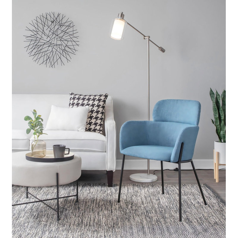 Lampe sur pied Contemporary Glam, marbre blanc et métal nickel avec abat-jour en verre transparent et givré