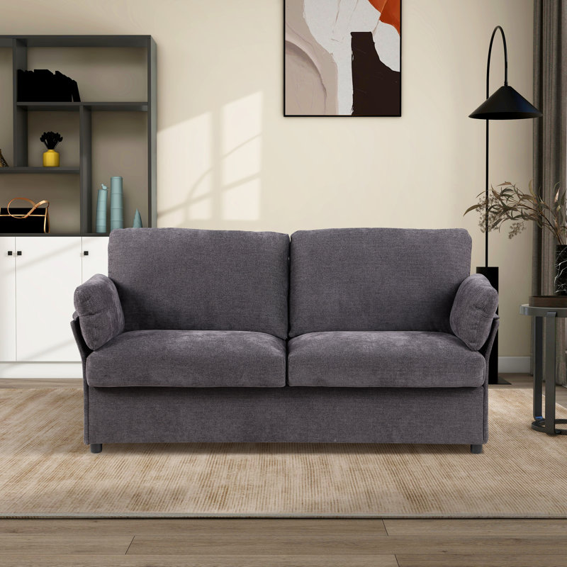 70.08'' Upholstered Loveseat, Dark Grey Polyester