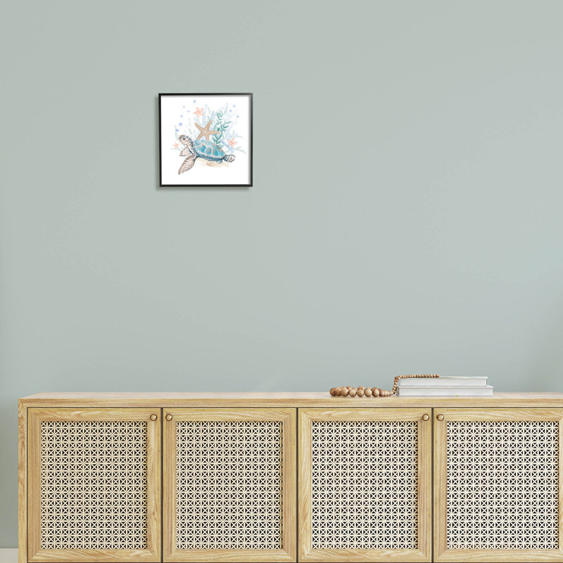 Art de giclée de tortue de mer mixte par Lanie Loreth, Giclée encadrée noir minuit, H 12 po x l 12 po x P 1,5 po