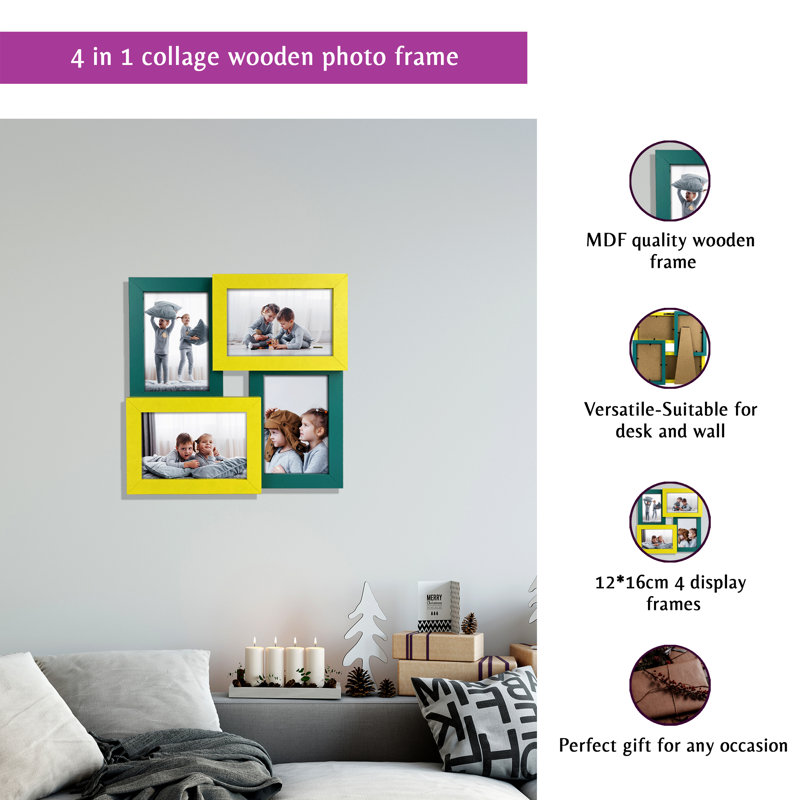 Domicella Matte Picture Frame with Mat, Yellow/Green