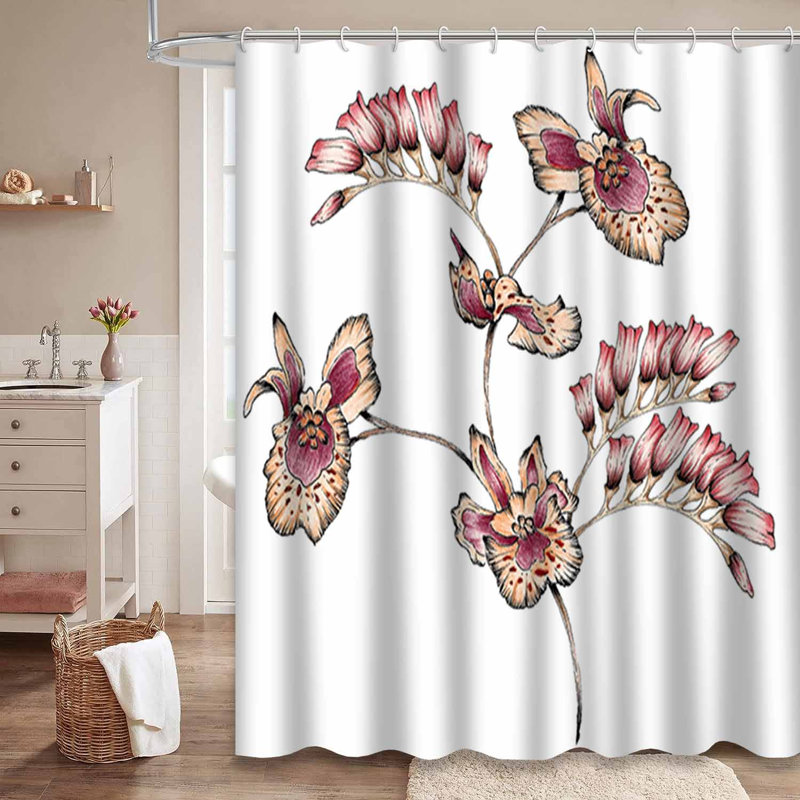 Aquarelle, orchidée, fleur, botanique tropical, feuille, art, beauté, 12 crochets, L 72 po x l 84 po