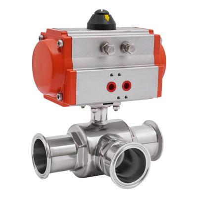 Stainless Steel Pneumatic 3-Way Ball Valve