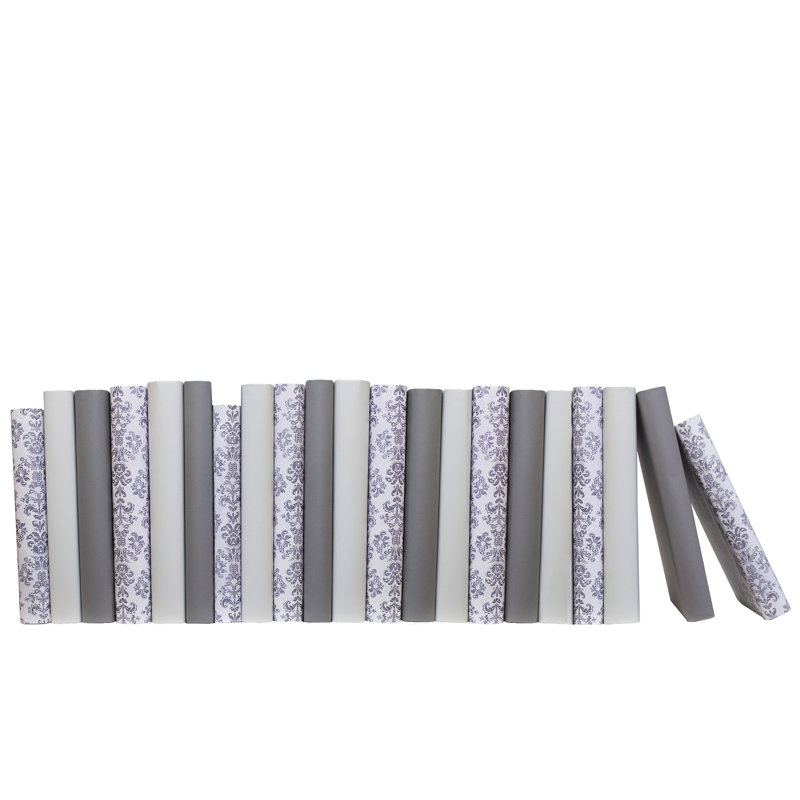 Decorative Books - Marble Damask Paper Wrapped Books - Grey Books By The Foot