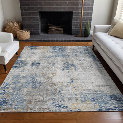 Premium Machine Washable Prisco Blue Rug