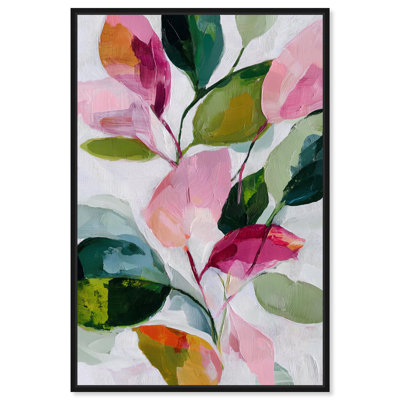 Vibrant Leaves I Canvas Print Pink Palm Wall Art by Art Remedy, Black Frame, 10 x 15