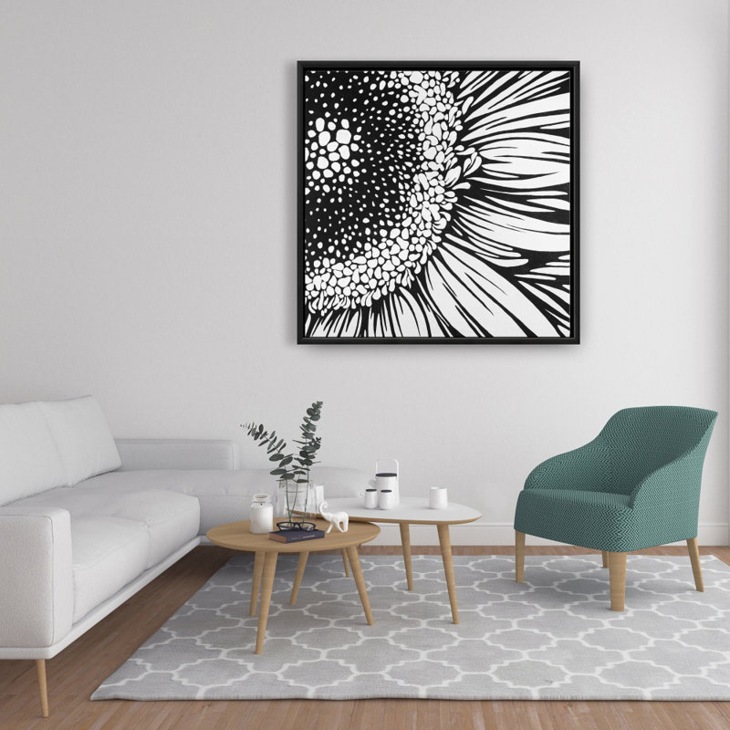 Gerbera sur toile, botanique et monochrome | Décoration intérieure