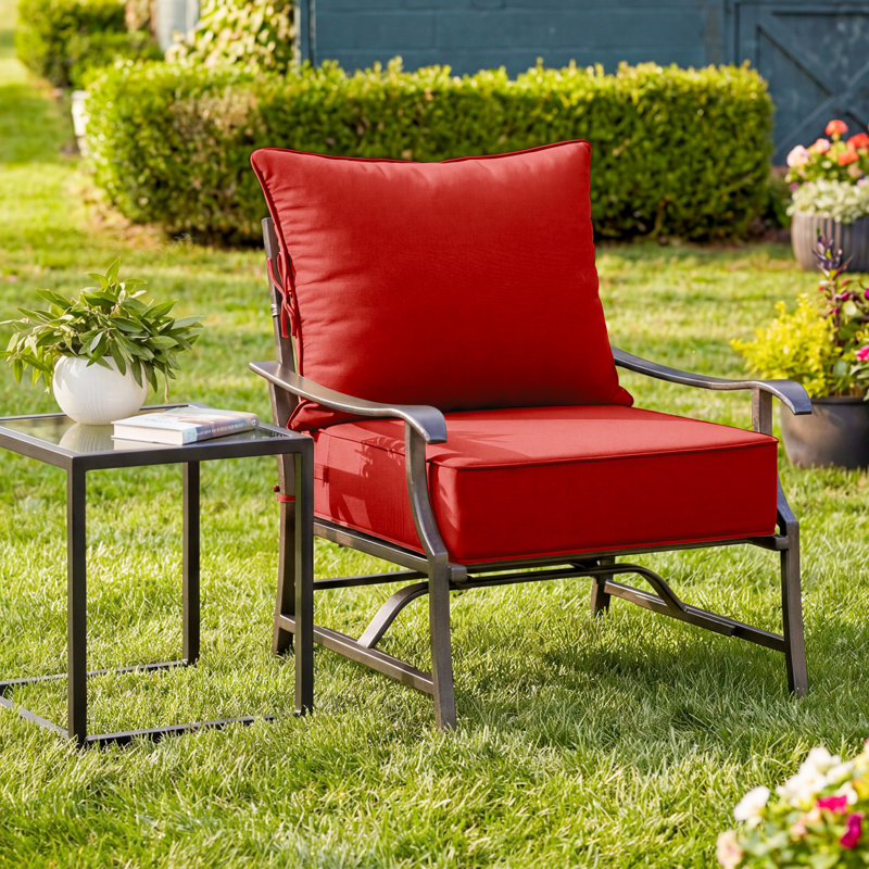 Ensemble de coussins de siège d'extérieur Wynee, 5", Rouge, 24" W x 24" D