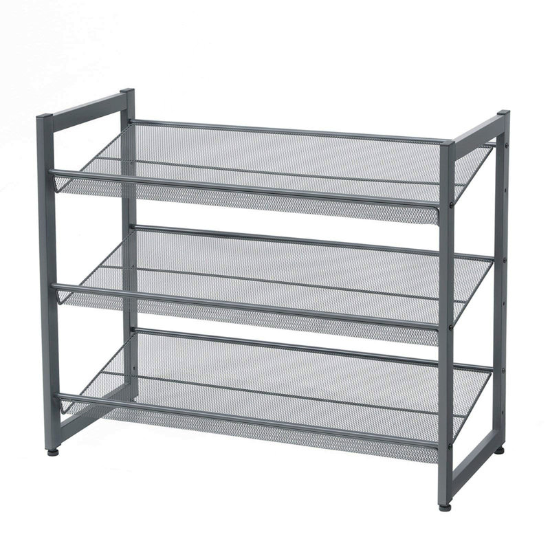 9 Pair Stackable Shoe Rack, Dark grey