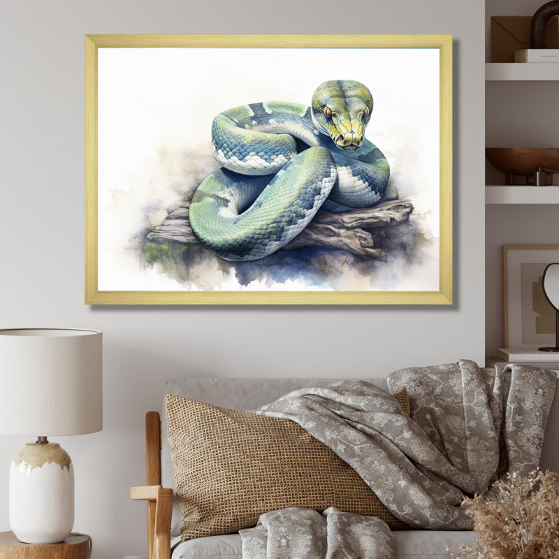 «Wild Snake I» sur toile, H 30 po x l 40 po x P 1,5 po, Cadre doré à une seule photo