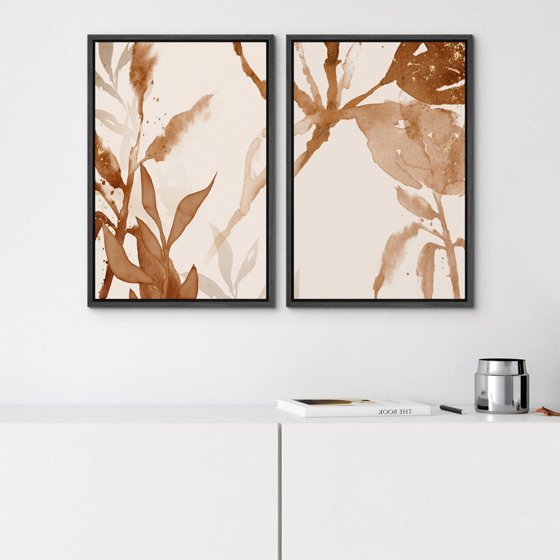 Ensemble aquarelle automne automne fleurs sauvages, impression botanique minimaliste 2 pièces, Noir, H 36 po x l 24 po
