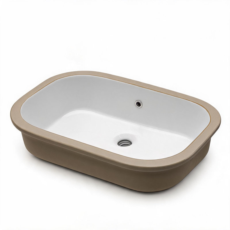 22 inch x 15 inch White Ceramic Undermount Bathroom Sink with Overflow