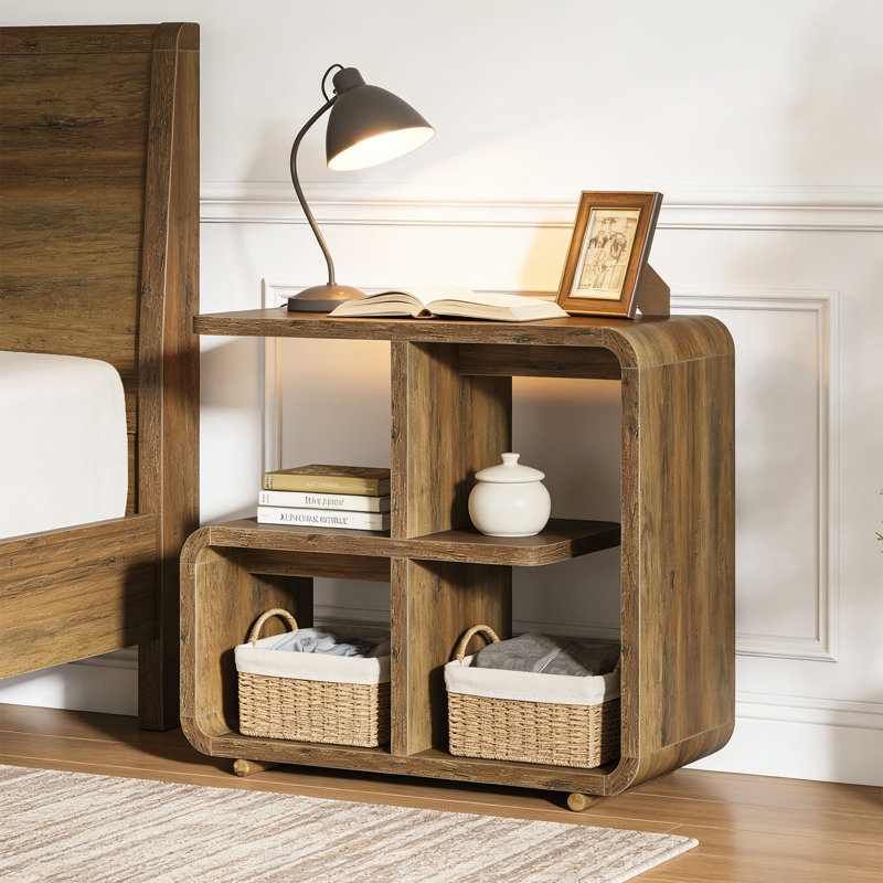 Table de chevet étroite à 3 niveaux avec rangement, Individuel
