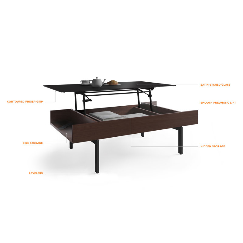 Reveal Glass Coffee Table, Charcoal Stained Ash