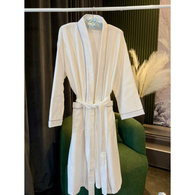 Peignoir kimono en coton gaufré unisexe