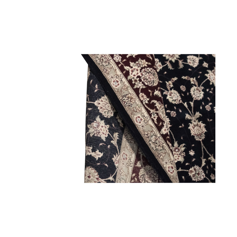 Hand-Knotted High-Quality Navy and Wine Area Rug