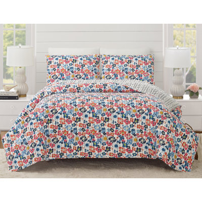 Ensemble de courtepointe réversible 100% coton Blossom Floral Petite