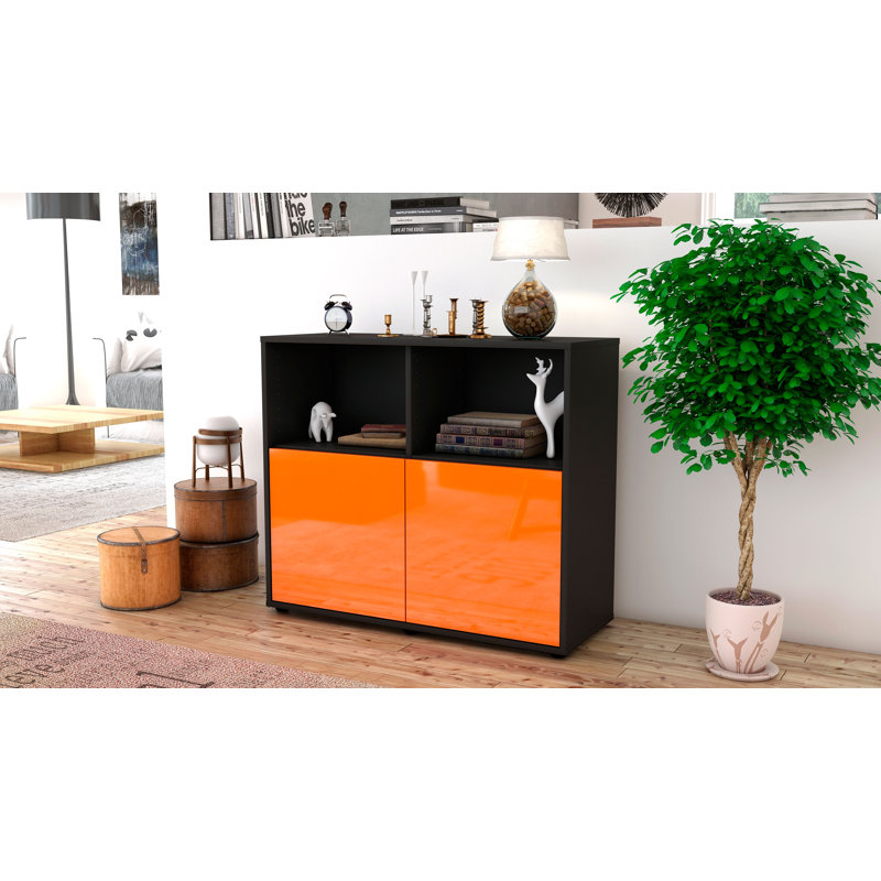 Raleigh 92cm Sideboard, Anthracite/High-gloss orange