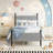 Twin Size Bed Frame with Vertical Stripes headboard/ Corduroy upholstered Bed upholstered Bed Frame with Vintage Metal Legs/ no Box Spring Needed Easy Assembly Grey-1784908672-1784908673