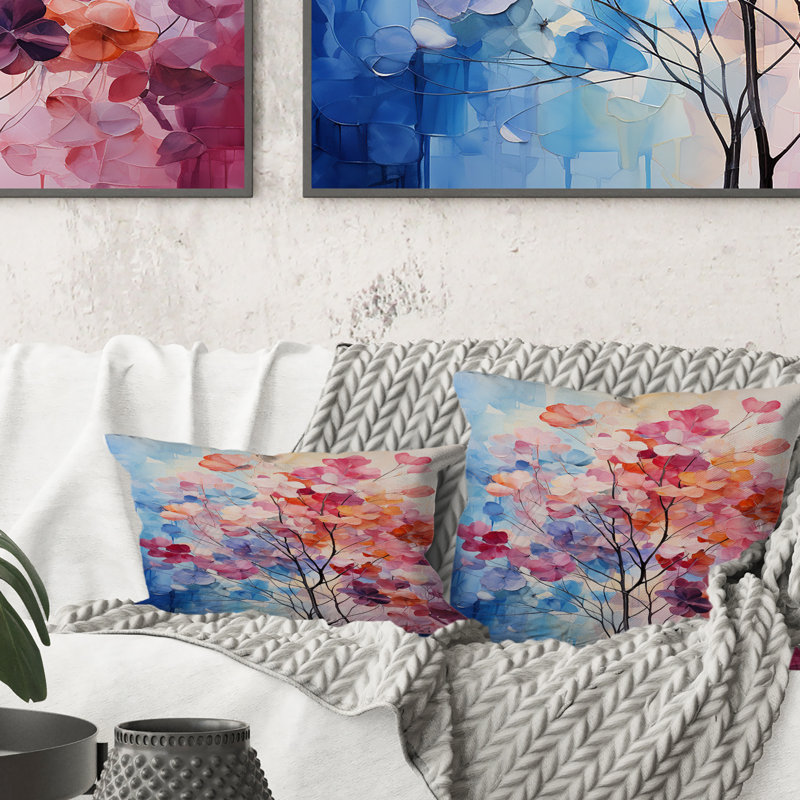 Coussin rose et bleu Field Pointillism VI - Trees