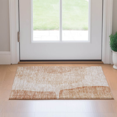Premium Machine Washable Prisco Terracotta Rug