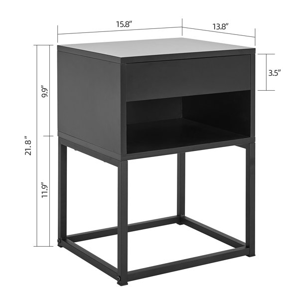 Aibne Nightstand Ebern Designs Table Top Color: Black