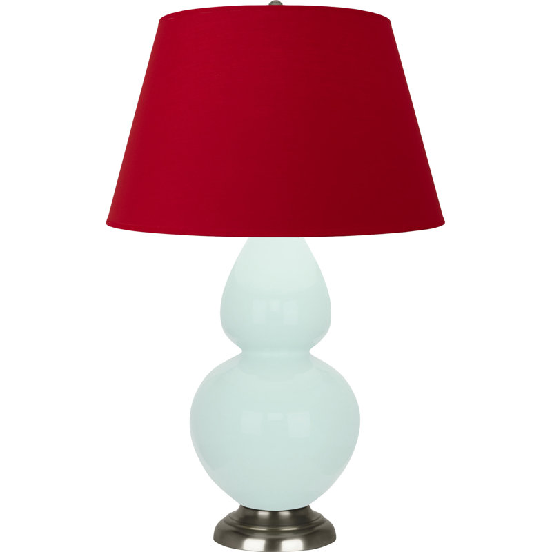 Lampe de table double gourde en céramique, Argent argent, Menthe glacée, Rose rouge / noir encre