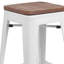 Tabouret de bar en métal sans dossier de 30 po de hauteur avec siège carré en bois Margherite-58202617-58202625