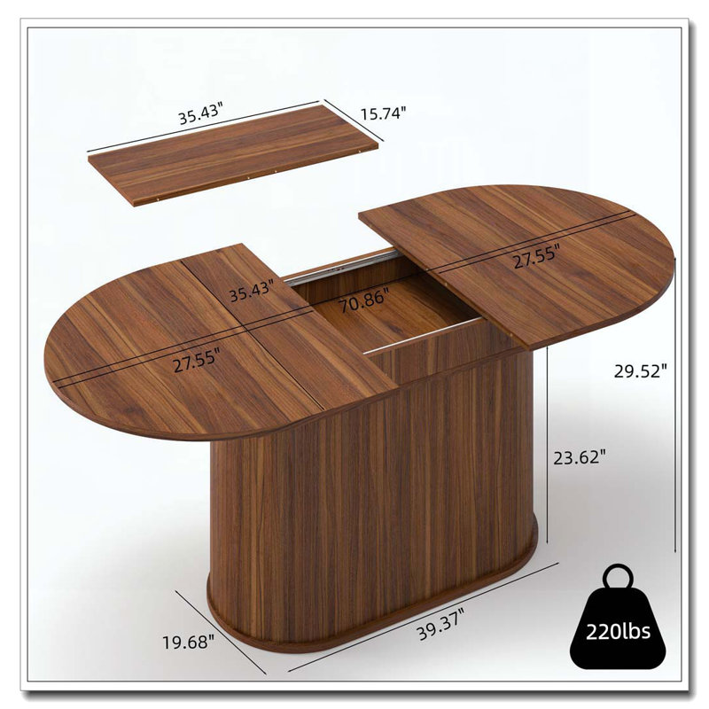 55.11"-70.86" Extendable Dining Table, Walnut