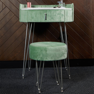 green emerald velvet dress Green Makeup Vanity Set Expandable Dressing Table with Cabinet Mirror &  Stool Included-Wehomz – WEHOMZ