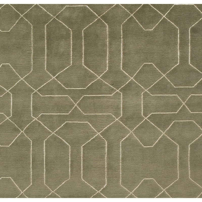 Geometric Area Rug in Olive, Rectangle 8' x 10'
