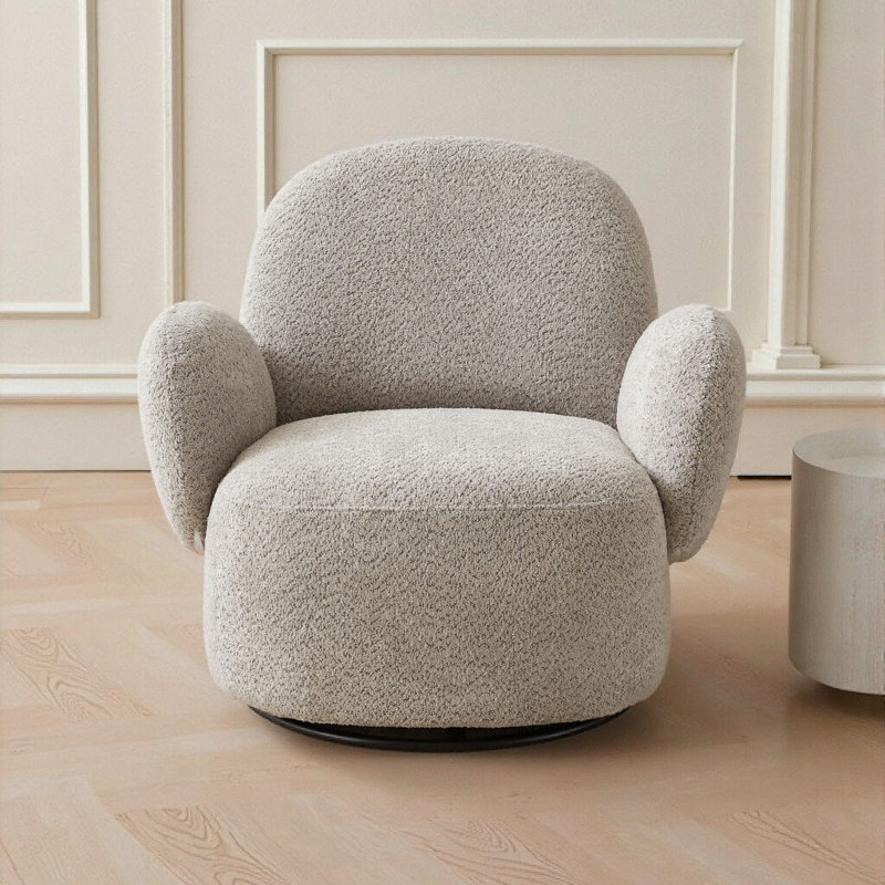 Chaise d'appoint moderne pivotante à 360 ° - Confort semblable à un nuage avec structure en métal robuste, Gris