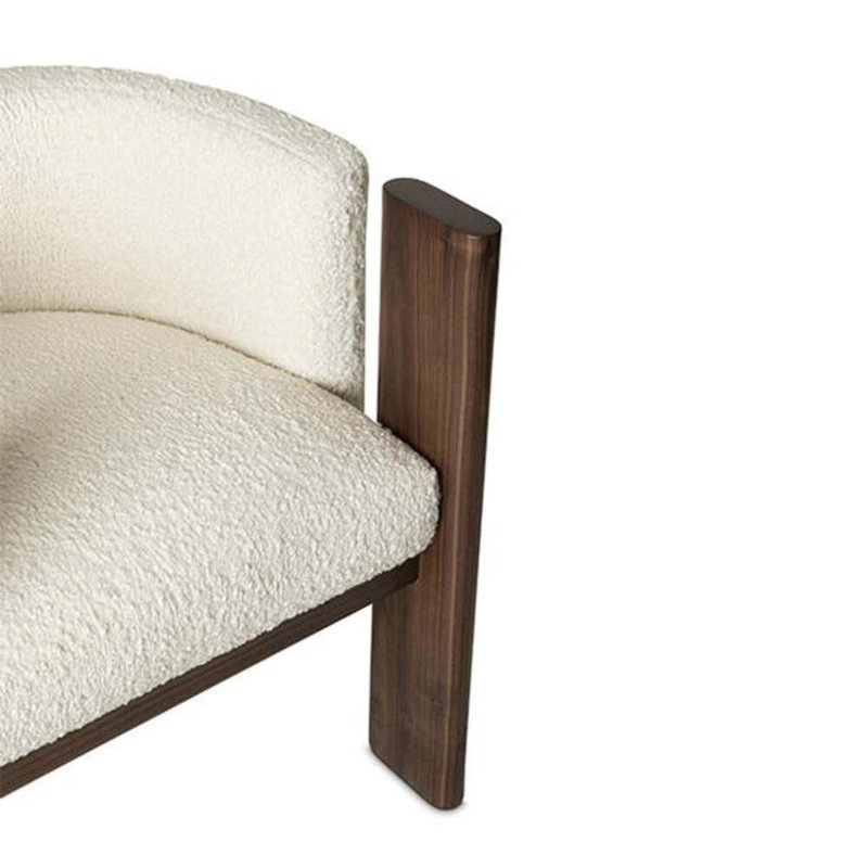 Egg Designs Boucle & Walnut Occasional Chair, White