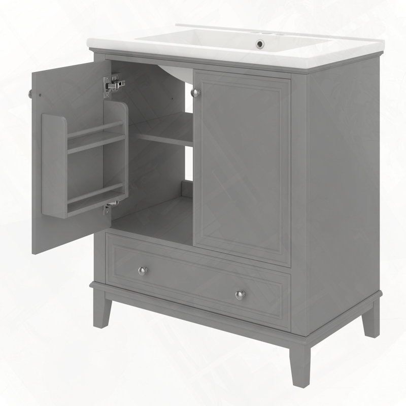 Ensemble de meuble-lavabo avec tiroir réglable, Grey