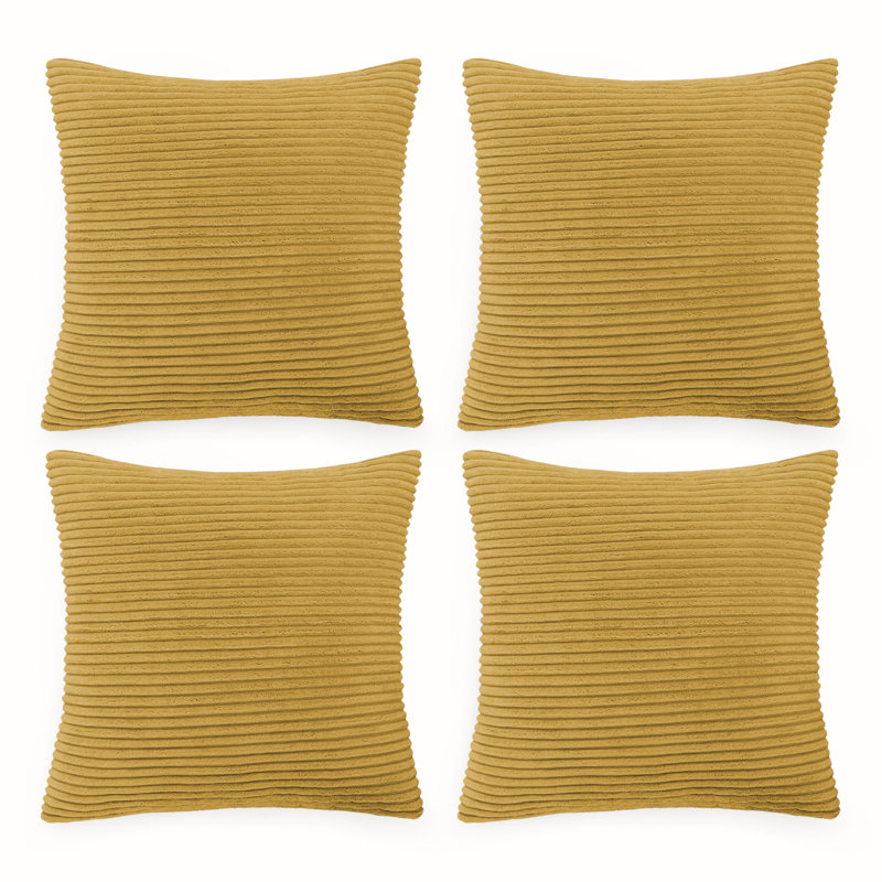 Striped Square Euro Cushion Cover, Ochre