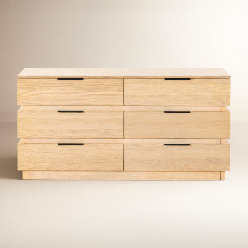 Titus 6 Drawer Stacked Dresser, Oak