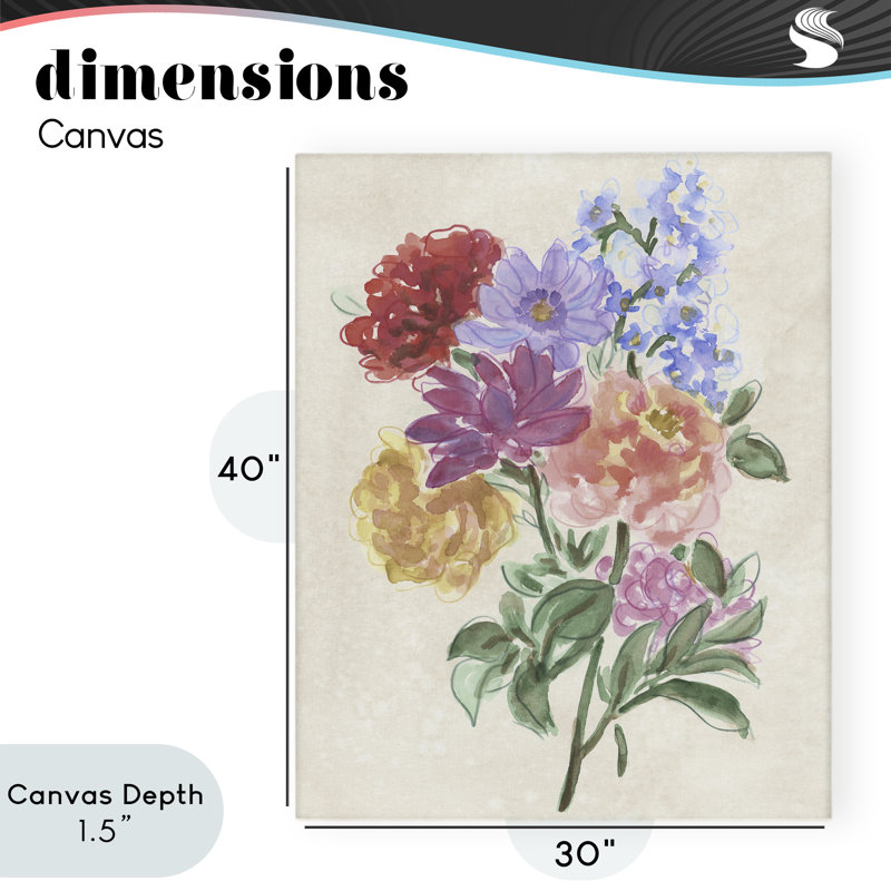 Fleurs sur toile parchemin, design par June Erica Vess, H 40 po x l 30 po