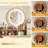 Sophisticated Bedroom Vanity With 3 Open Shelves And Solid Frame Makeup Table Wood Top Lighting Options