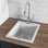 Évier de cuisine en granite à cuve simple à montage sur plan en granite à montage sur plan 16 x 20 po Ruvati - blanc arctique mat -