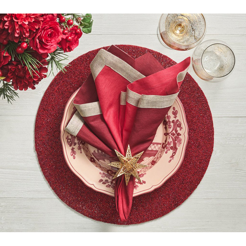 Dip Dye Linen Napkin, Red/Burgundy