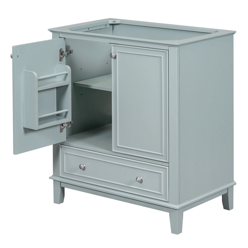 Meuble-lavabo 30 po sans lavabo, base seulement, armoire de salle de bain multifonctionnelle avec portes et tiroir, structure solide et panneau en bois aggloméré
